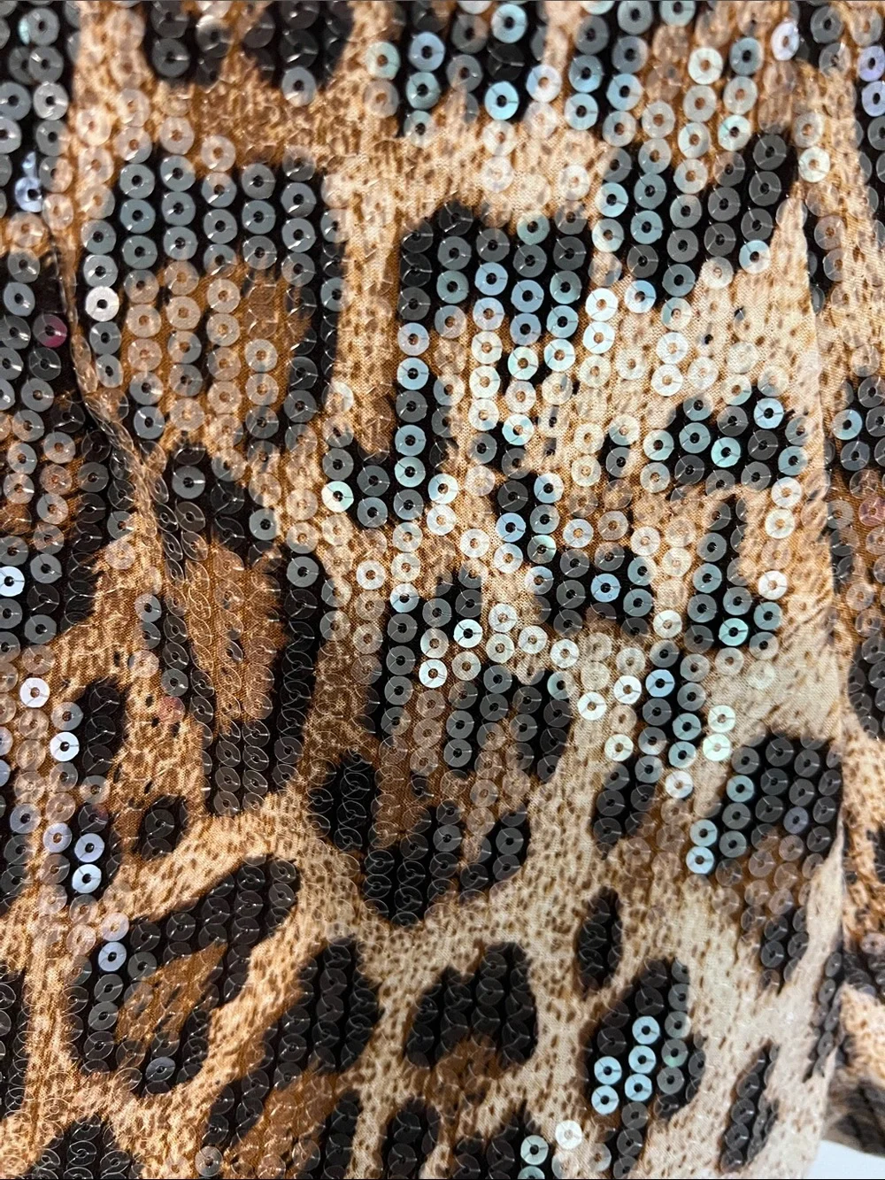 Edikted Leopard Sequin Women's Shorts - Tan, Brown, Black size small - Picture 5 of 5